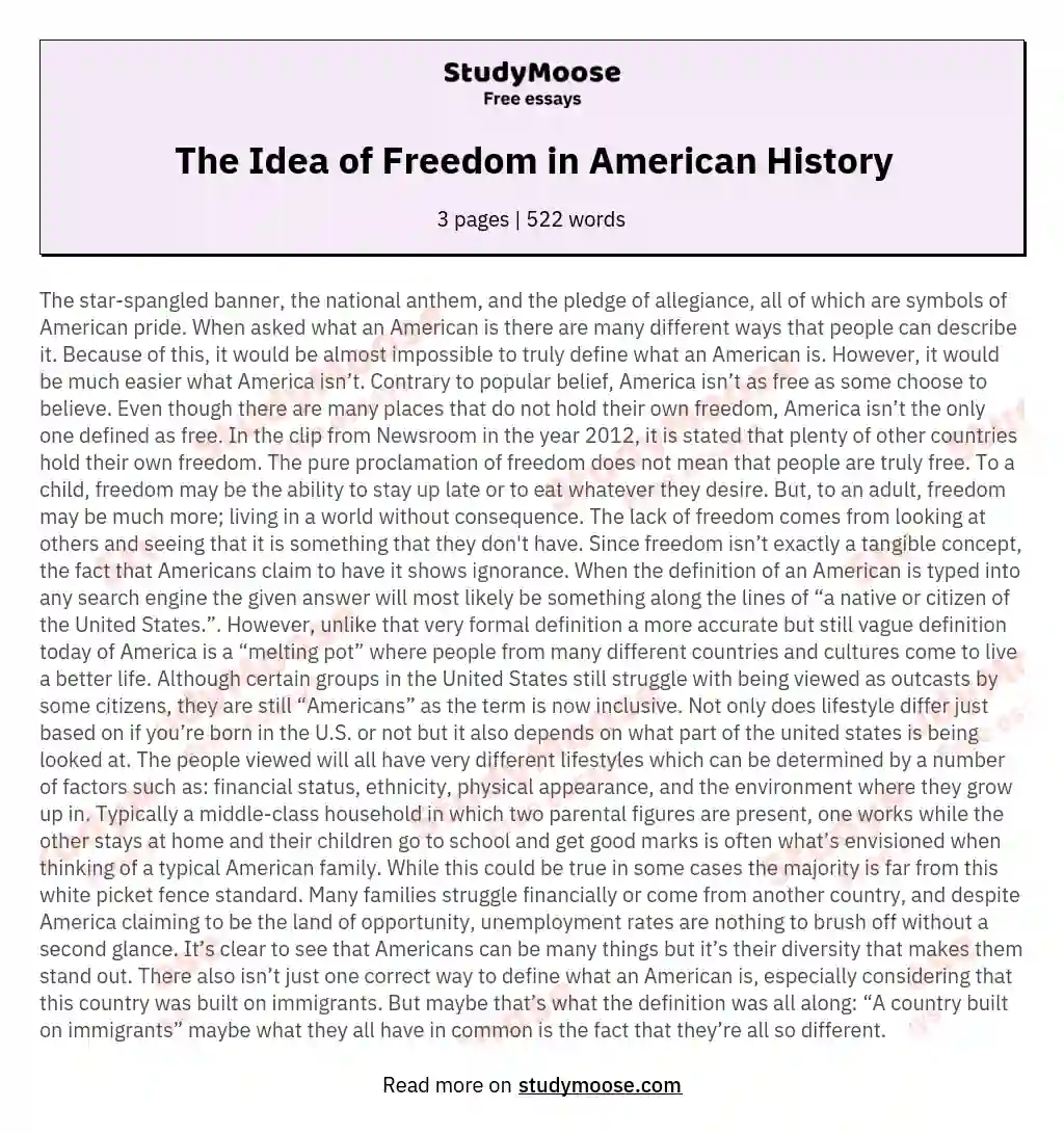 The Idea of Freedom in American History