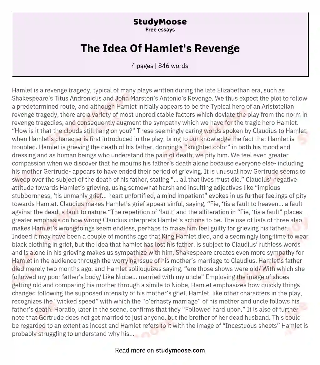 The Idea Of Hamlet's Revenge