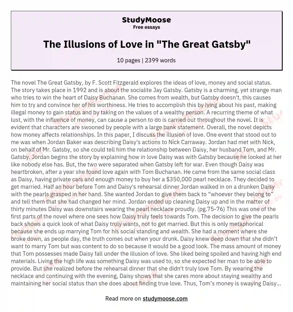 The Illusions of Love in "The Great Gatsby"