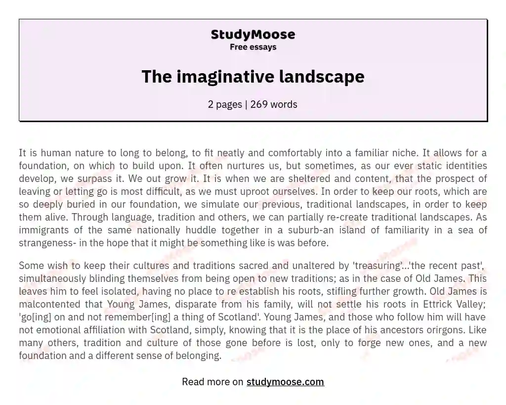 The imaginative landscape essay