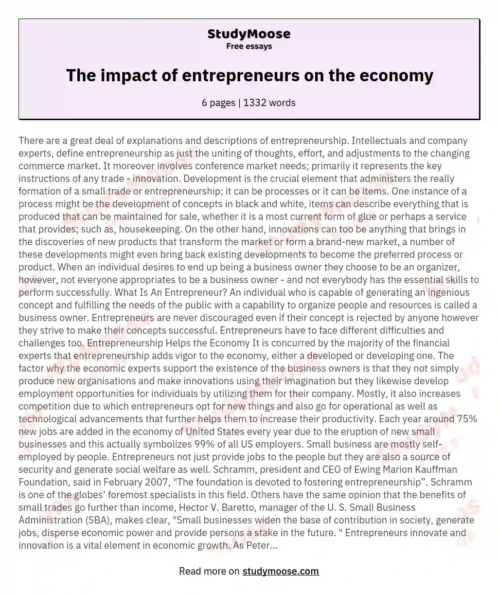 The impact of entrepreneurs on the economy