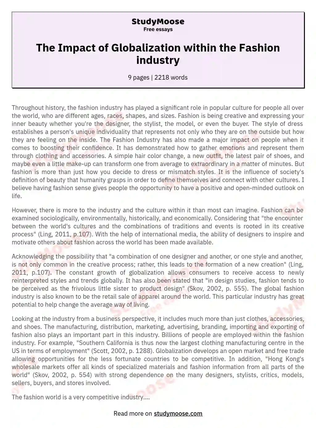 the fashion industry essay