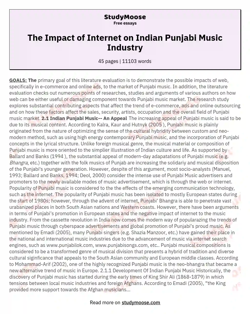 The Impact of Internet on Indian Punjabi Music Industry
