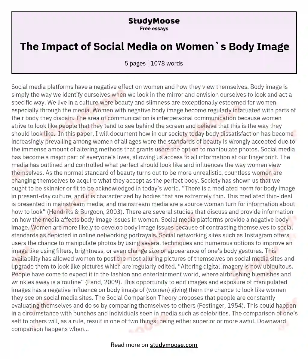 The Impact of Social Media on Women`s Body Image