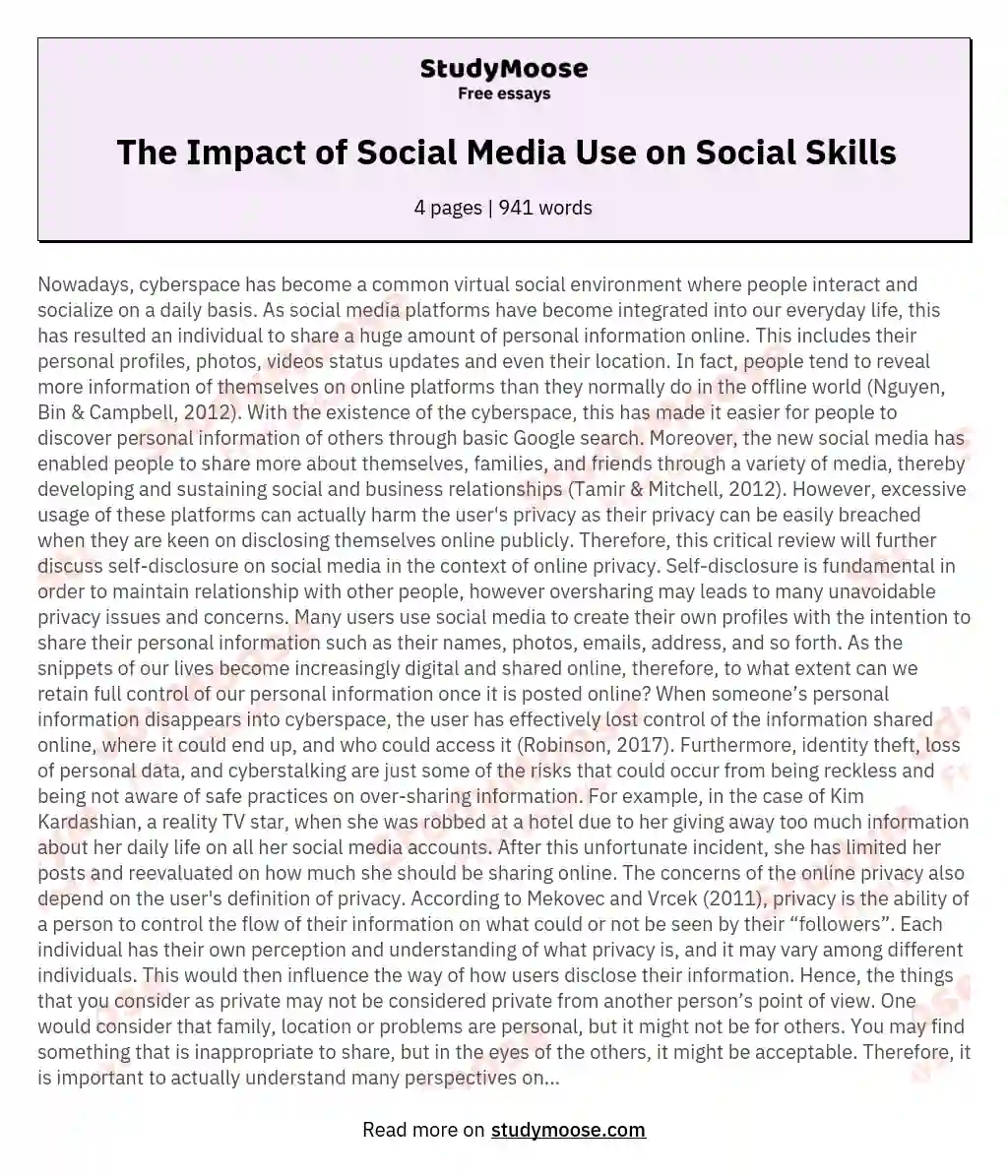 The Impact of Social Media Use on Social Skills
