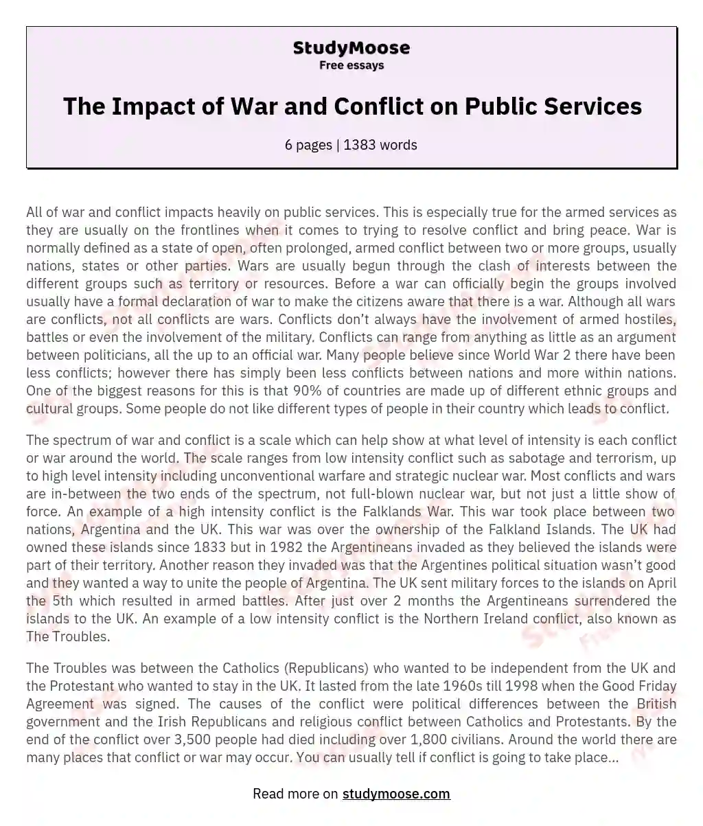 The Impact of War and Conflict on Public Services essay