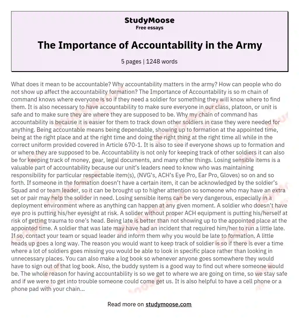 The Importance of Accountability in the Army essay