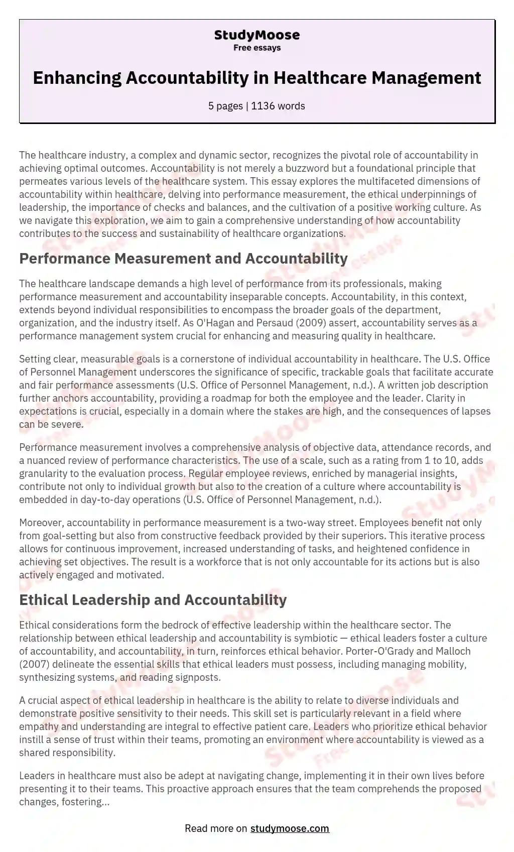 The Importance of Accountability Paper