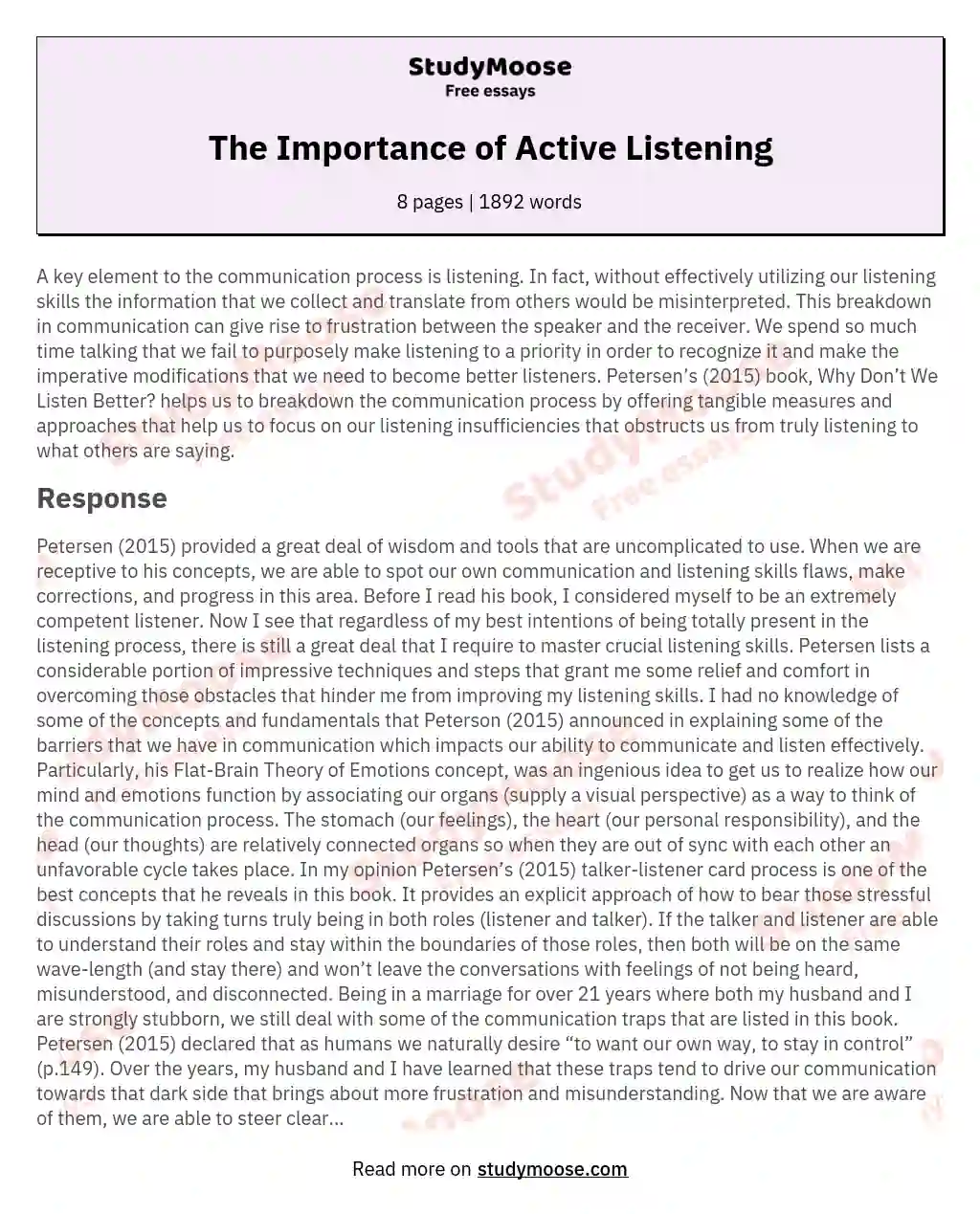 The Importance of Active Listening essay