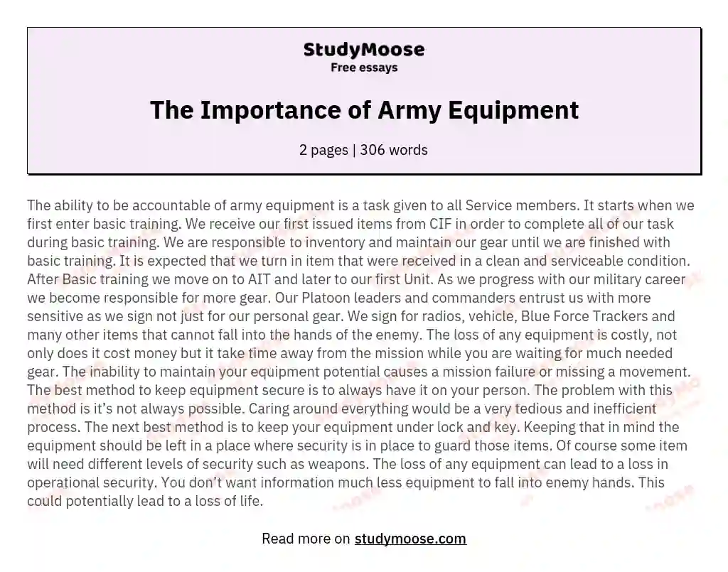 The Importance of Army Equipment