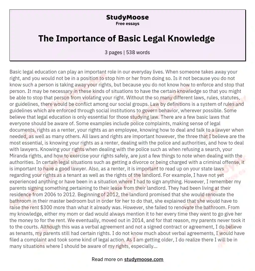 The Importance of Basic Legal Knowledge 