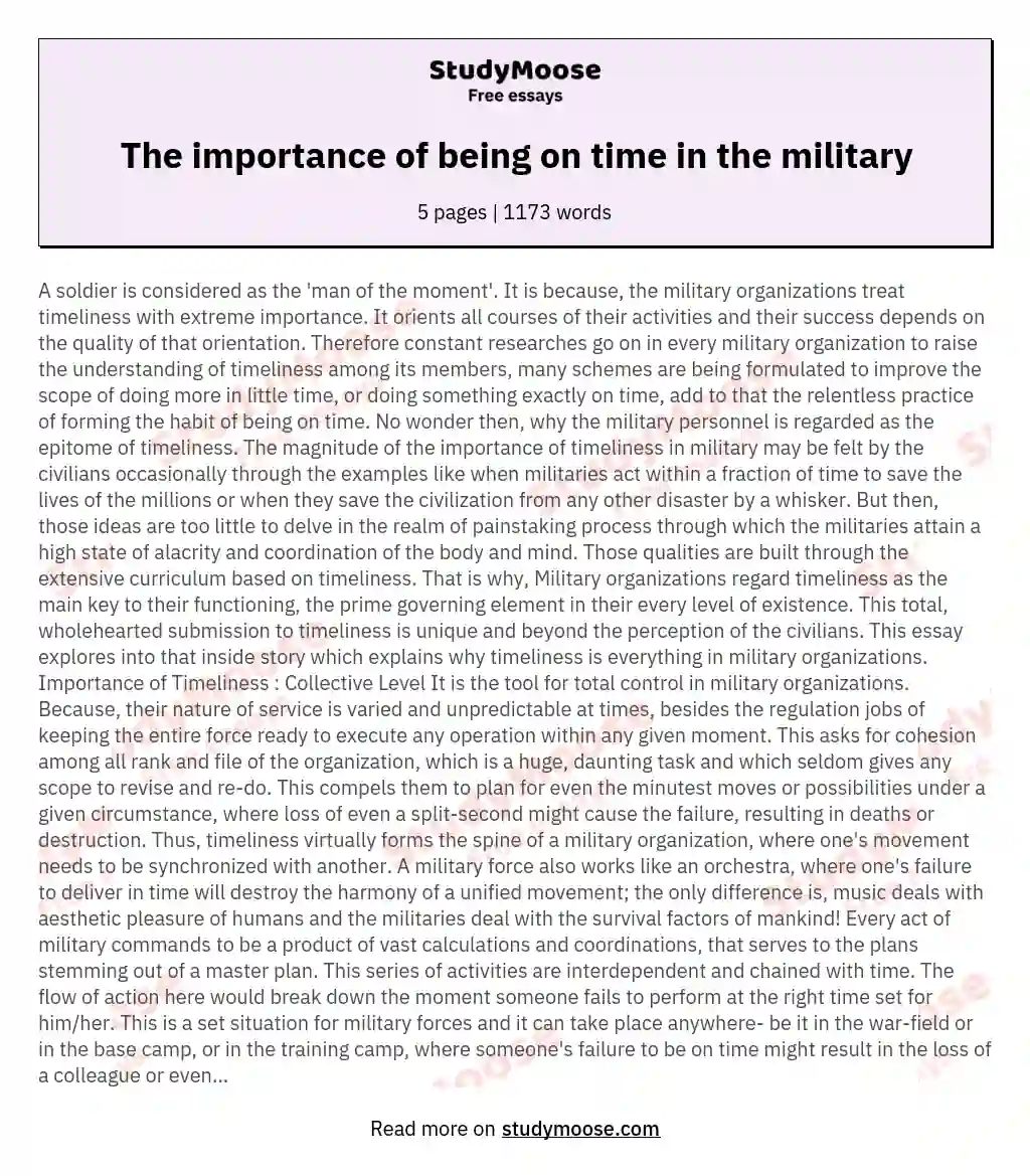 The importance of being on time in the military