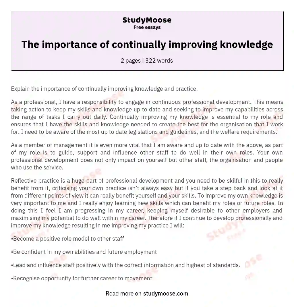 The importance of continually improving knowledge essay