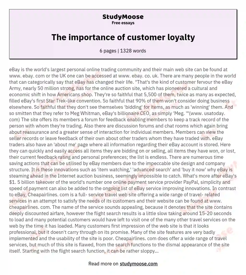 The importance of customer loyalty essay