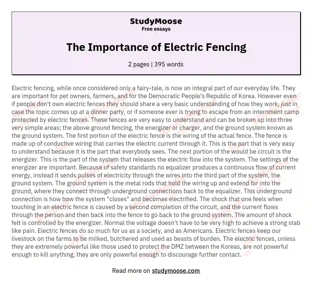 The Importance of Electric Fencing essay