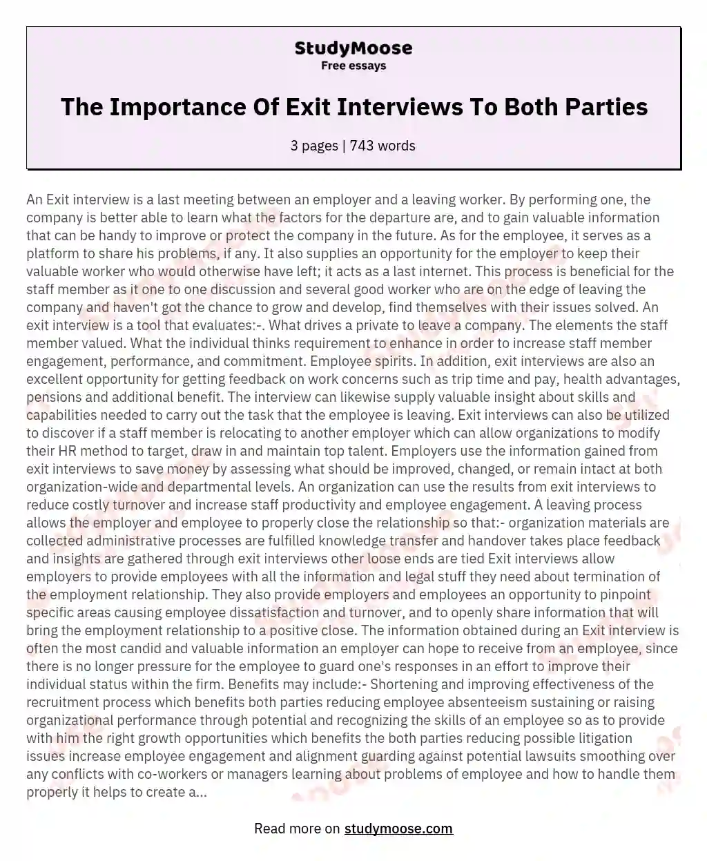 The Importance Of Exit Interviews To Both Parties