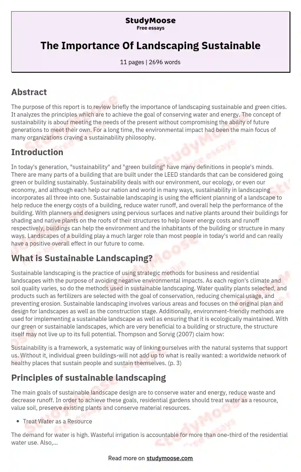 The Importance Of Landscaping Sustainable essay