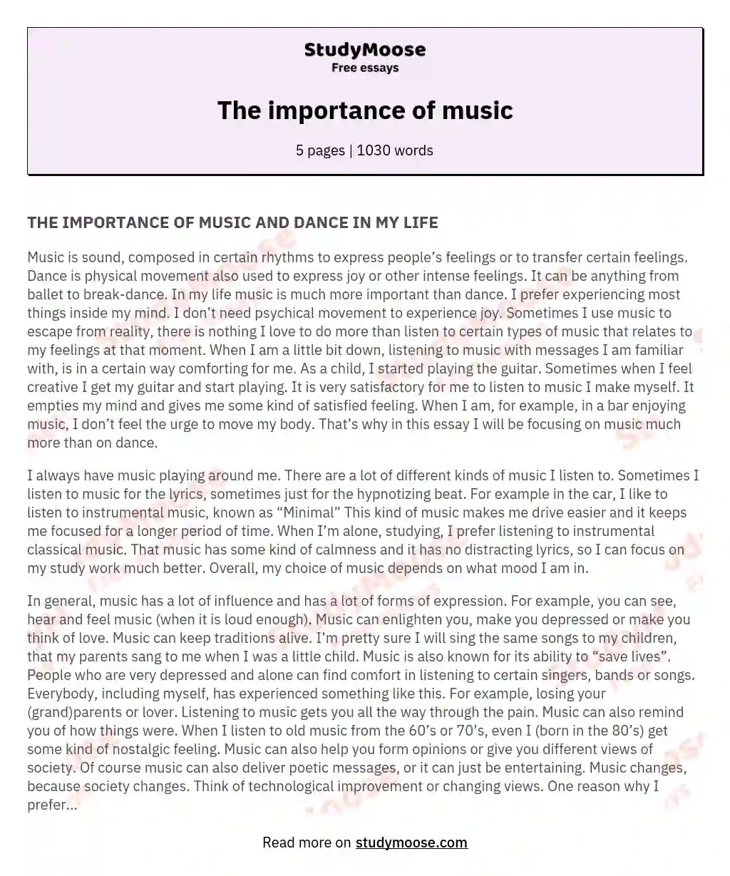 The importance of music essay