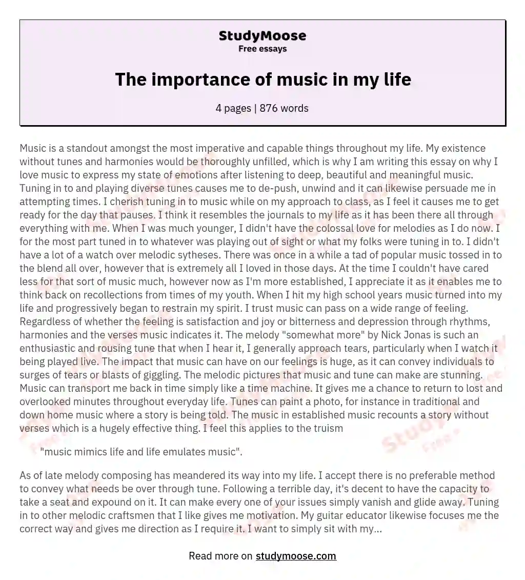 The importance of music in my life essay