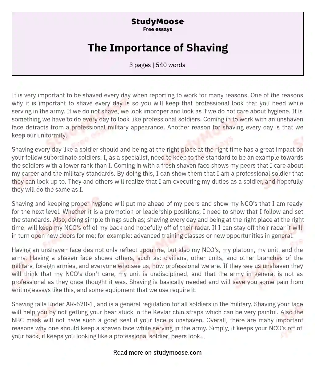 importance of shaving in the military