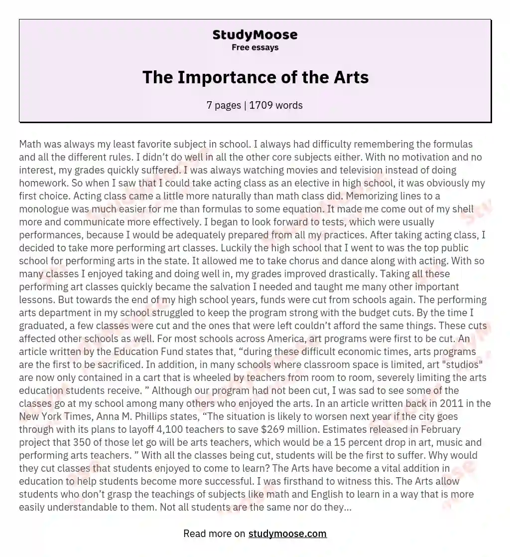 The Importance of the Arts