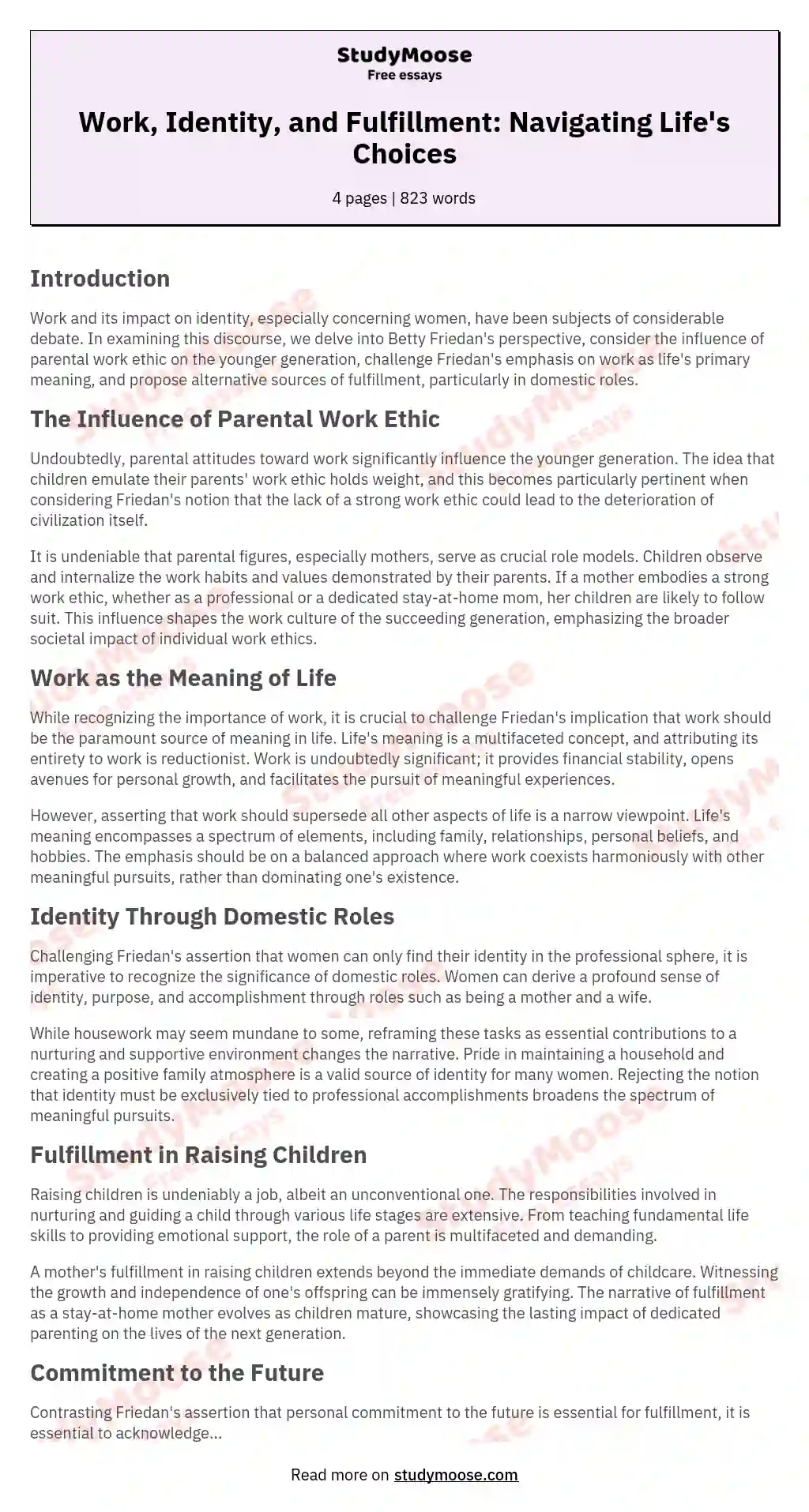 Parental Work Ethic: Shaping the Work Culture of the Next Generation essay