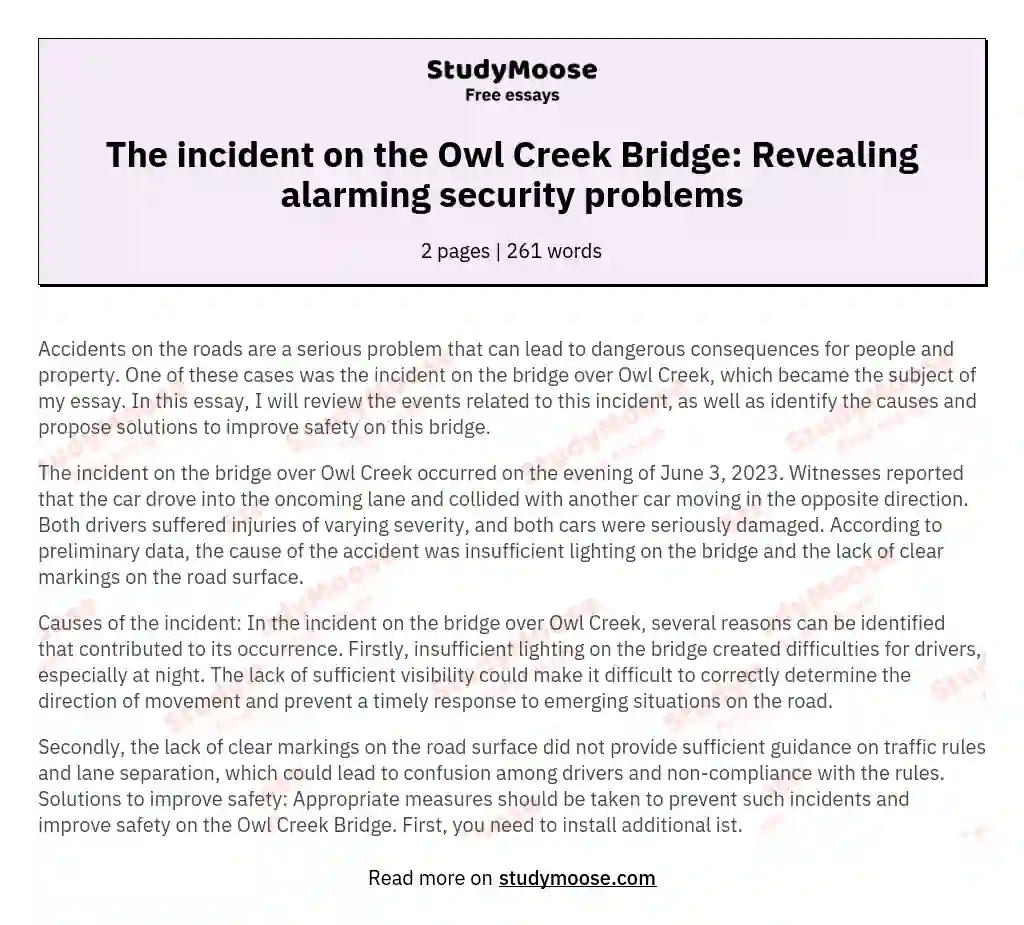 The incident on the Owl Creek Bridge: Revealing alarming security problems essay