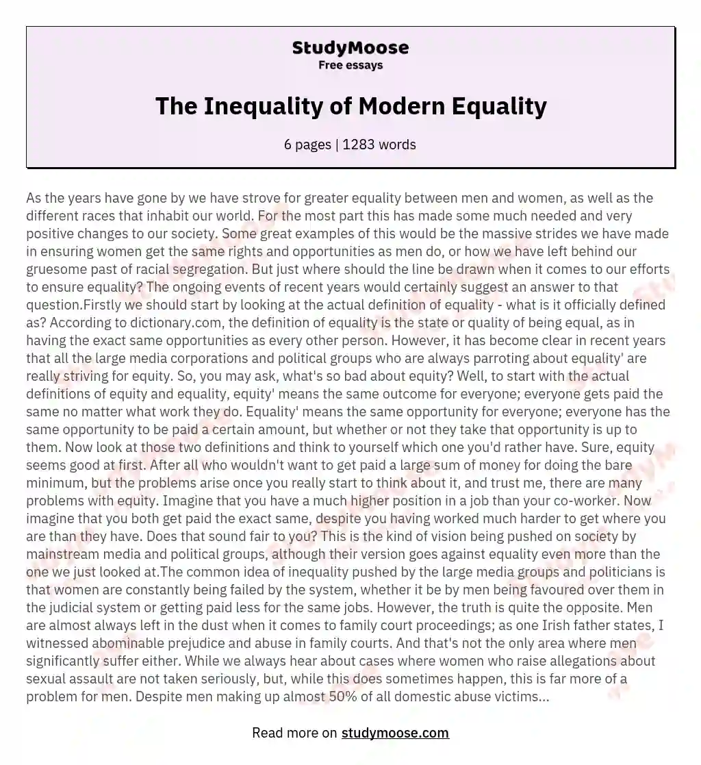 The Inequality of Modern Equality essay