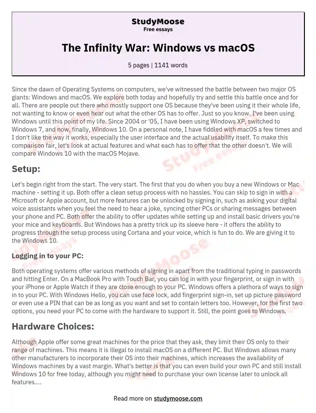 The Infinity War: Windows vs macOS essay
