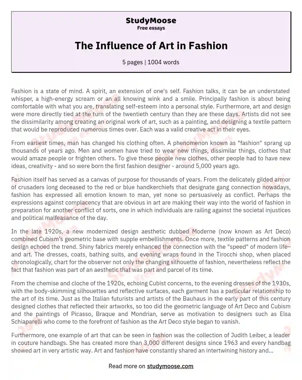The Influence of Art in Fashion