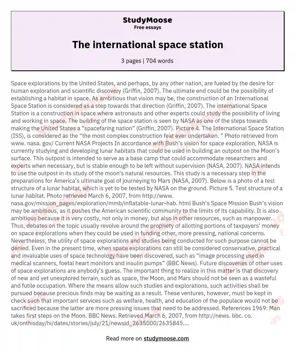 The international space station essay