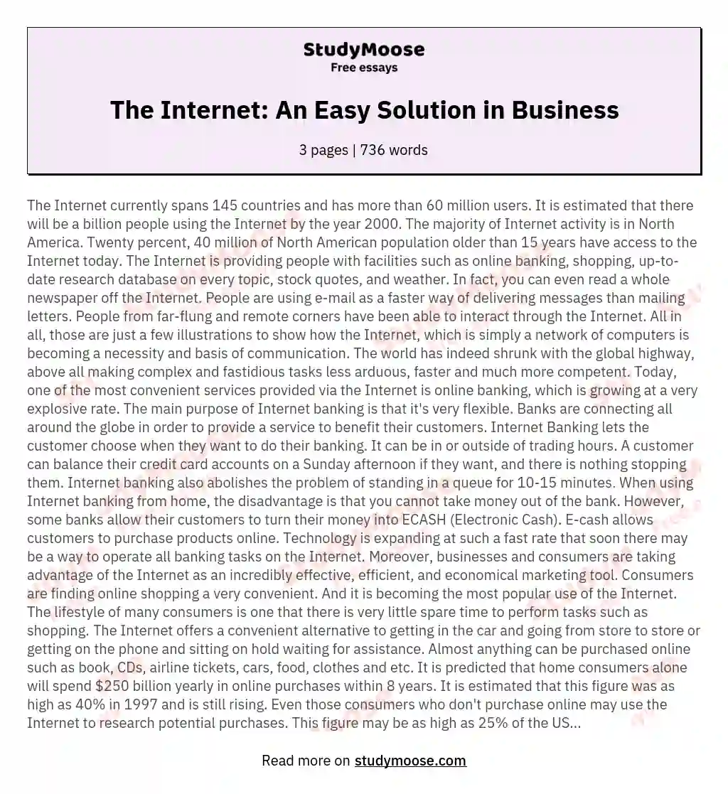 The Internet: A Phenomenon Shaping Society essay
