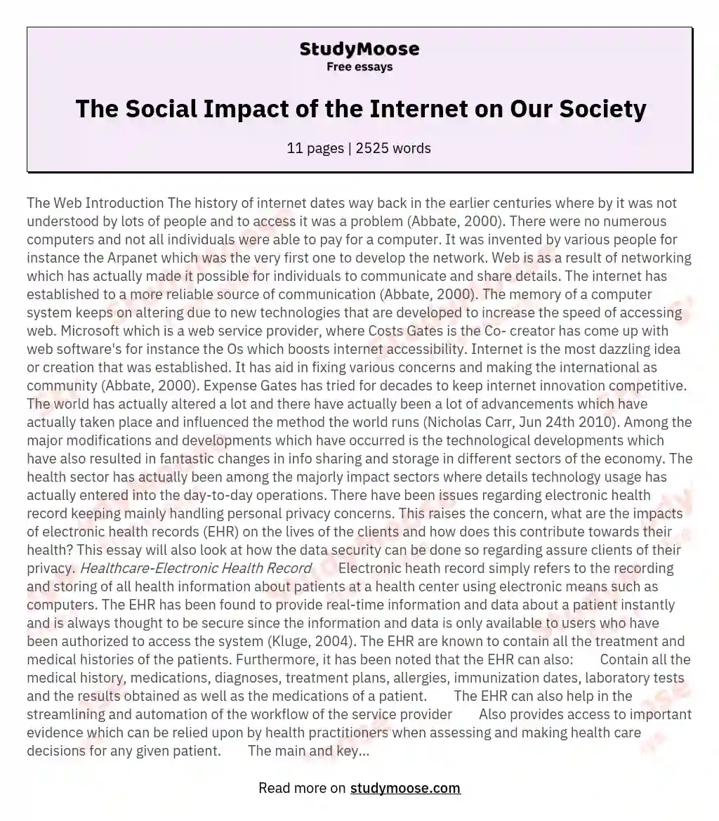 The Social Impact of the Internet on Our Society