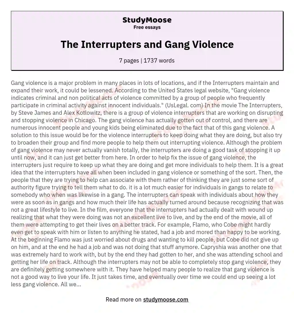 The Interrupters and Gang Violence