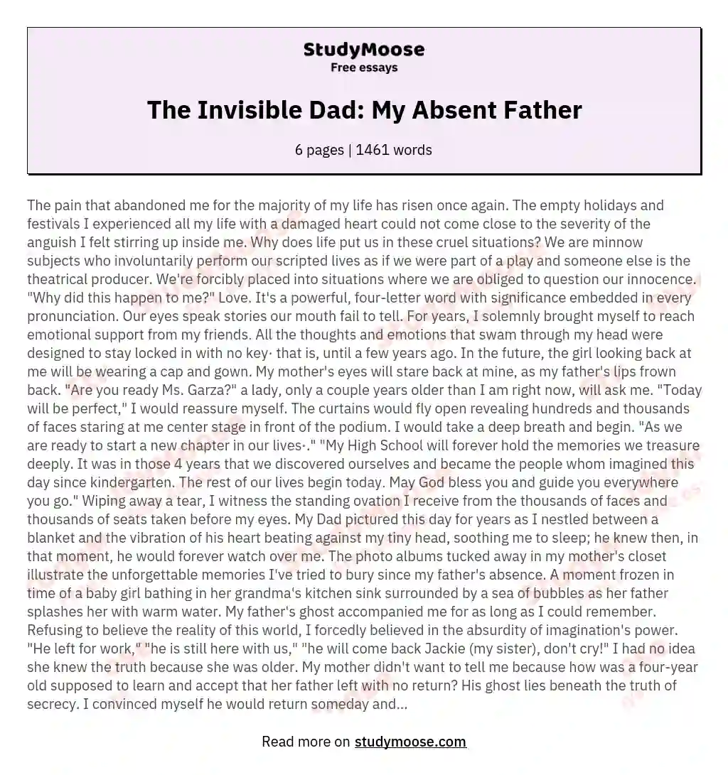 The Invisible Dad: My Absent Father essay