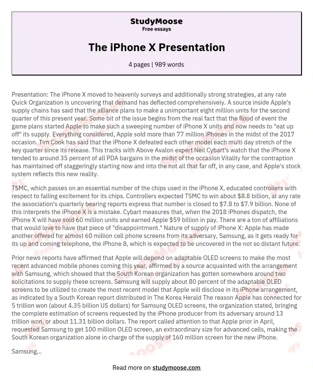 The iPhone X Presentation essay