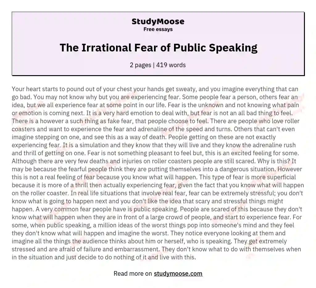 The Irrational Fear of Public Speaking essay
