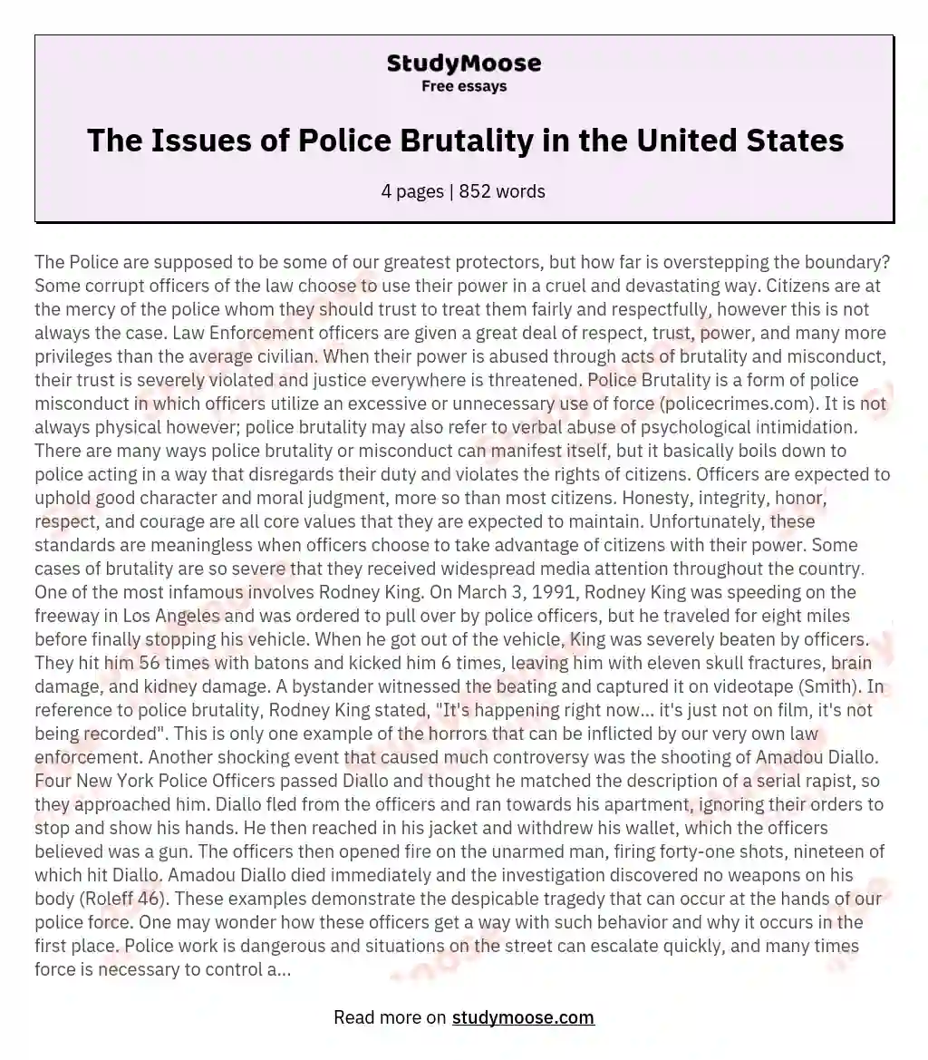 police brutality article essay