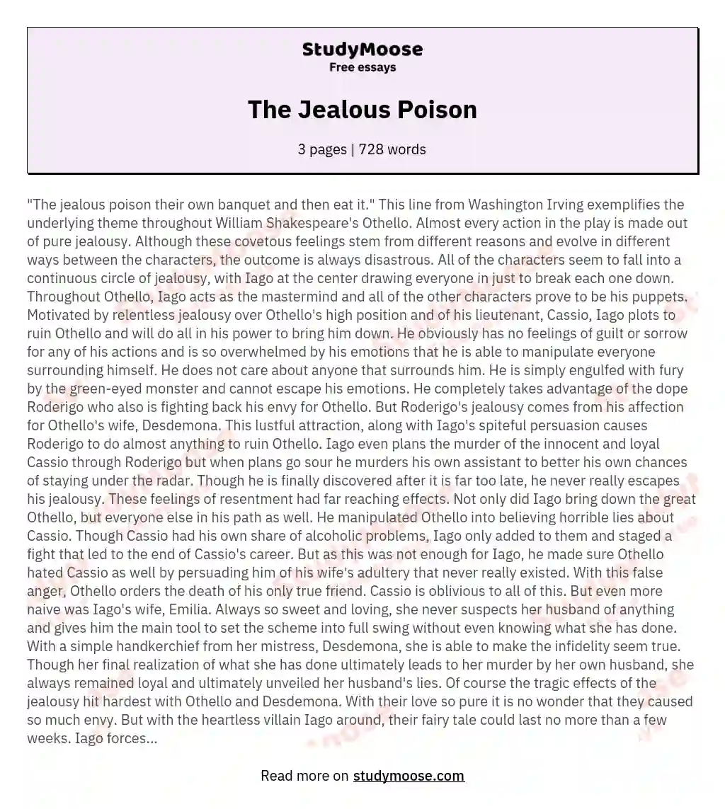 The Jealous Poison essay