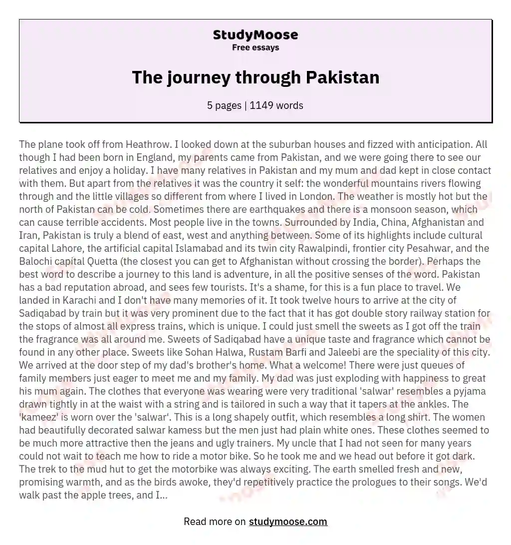 The journey through Pakistan