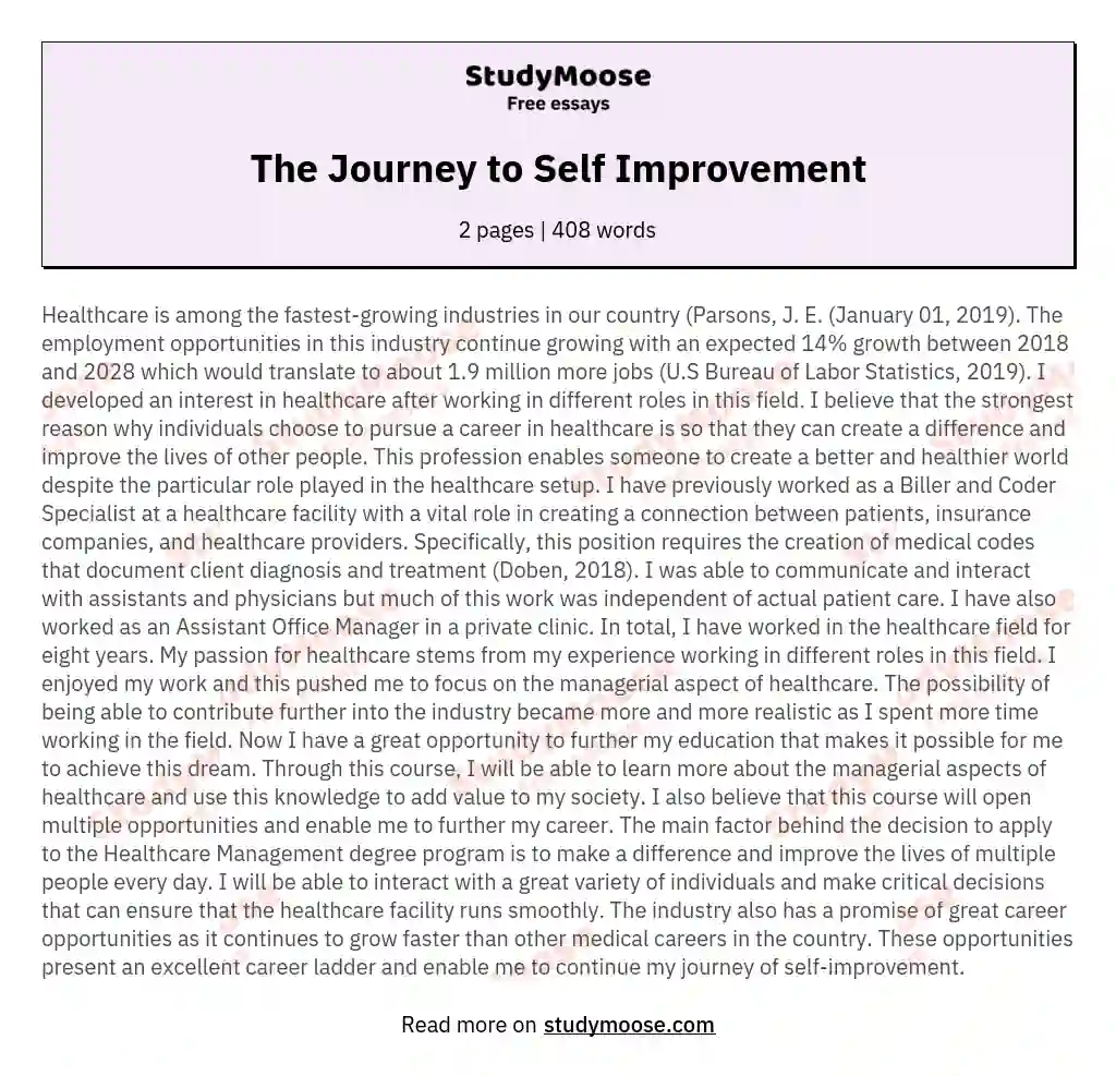 The Journey to Self Improvement essay