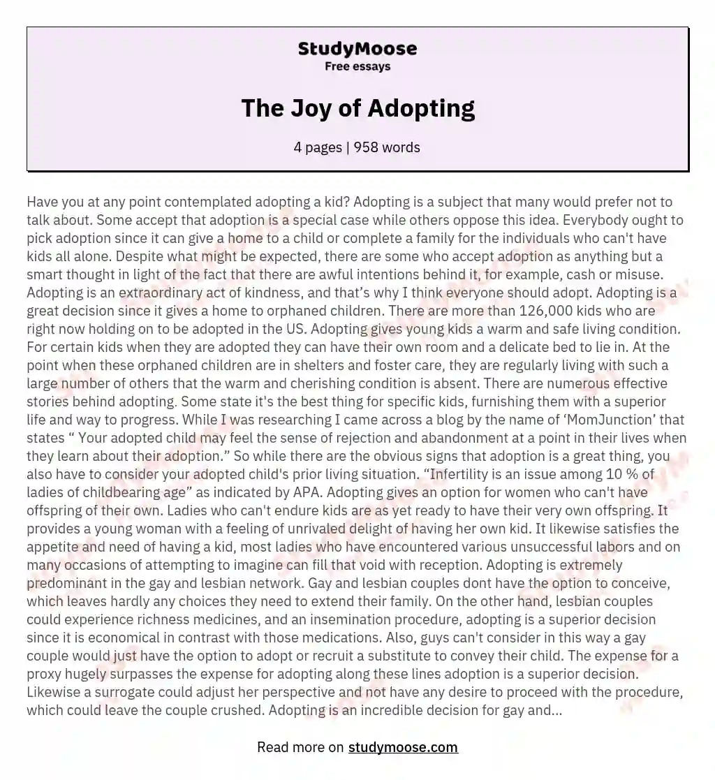 The Joy of Adopting essay