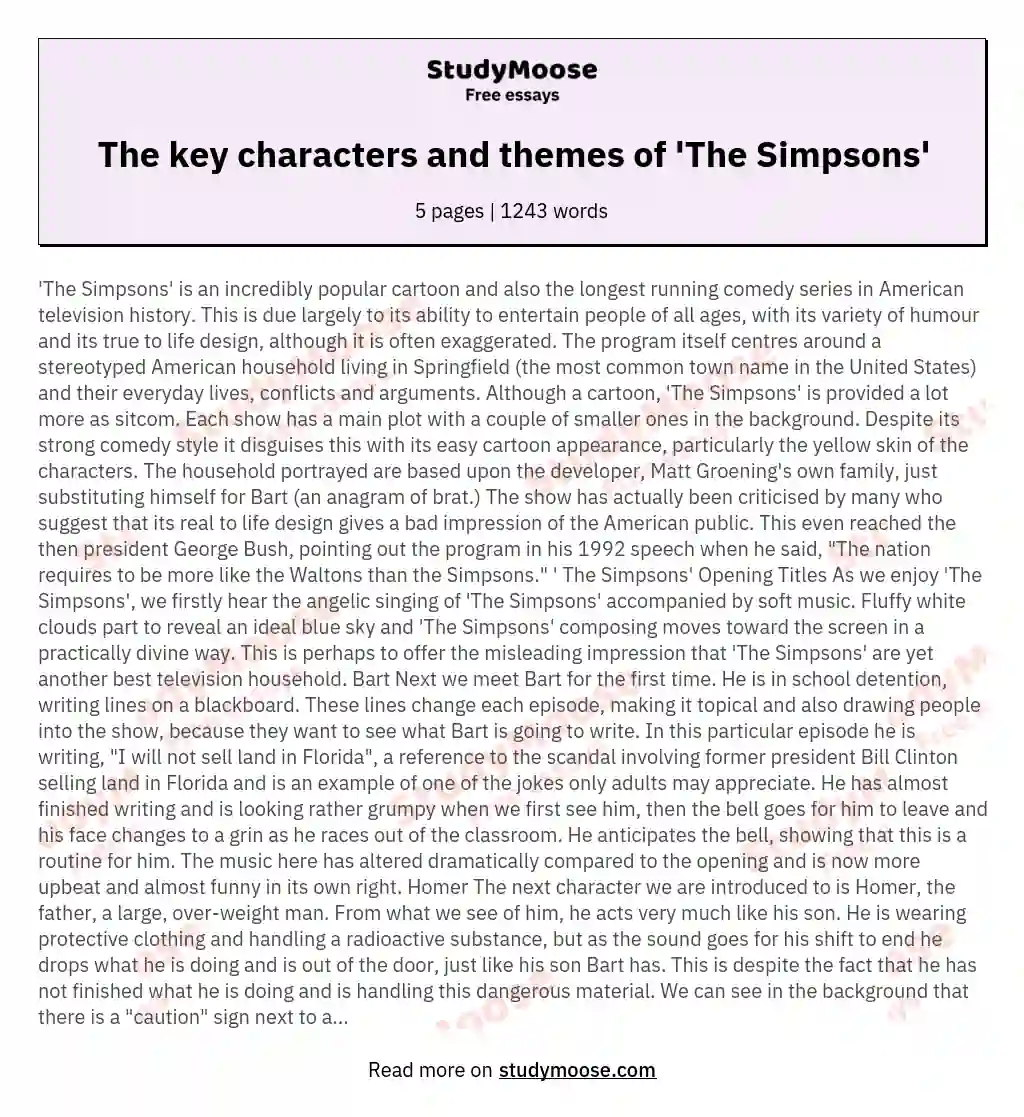 The key characters and themes of 'The Simpsons'