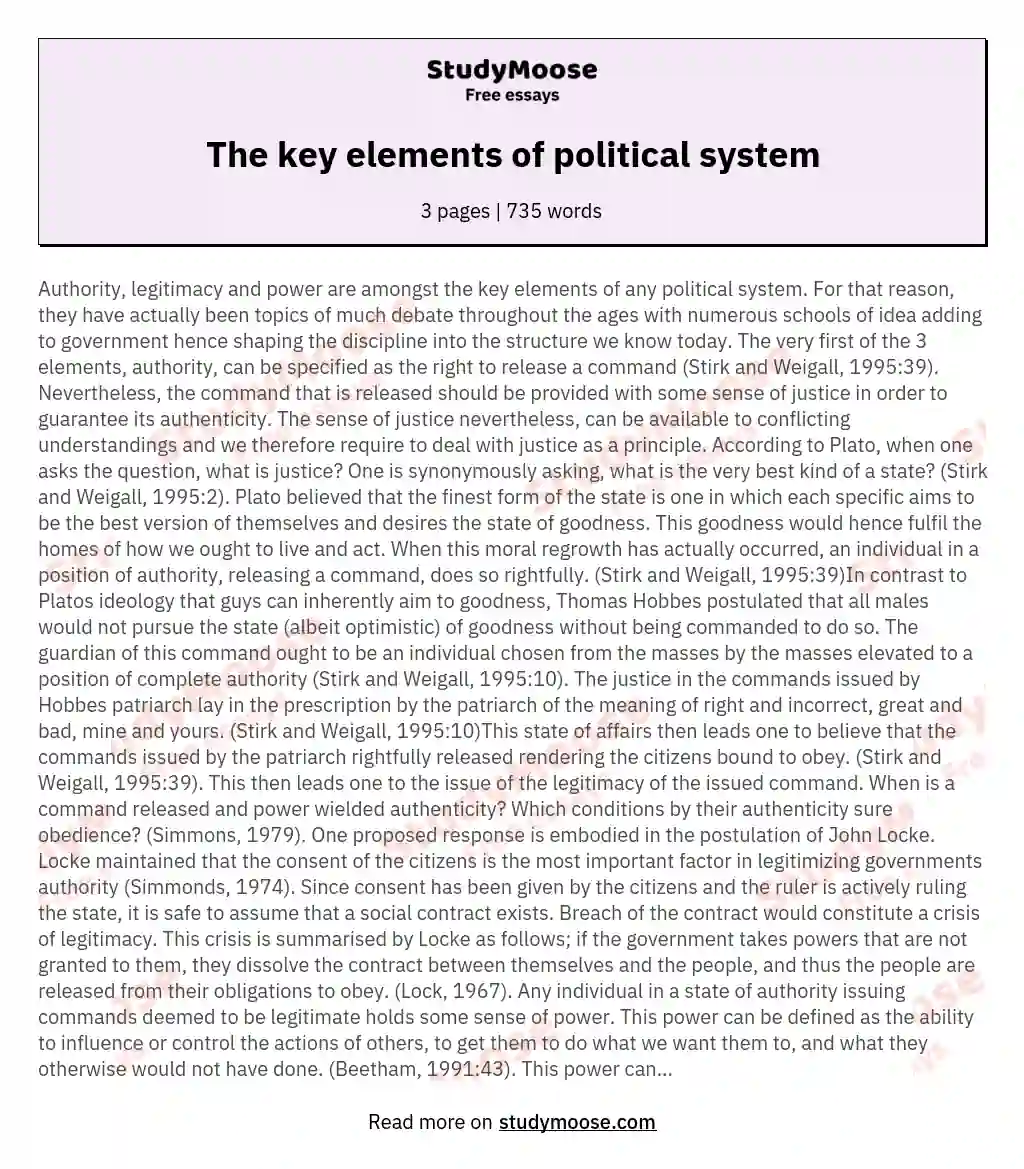 The key elements of political system