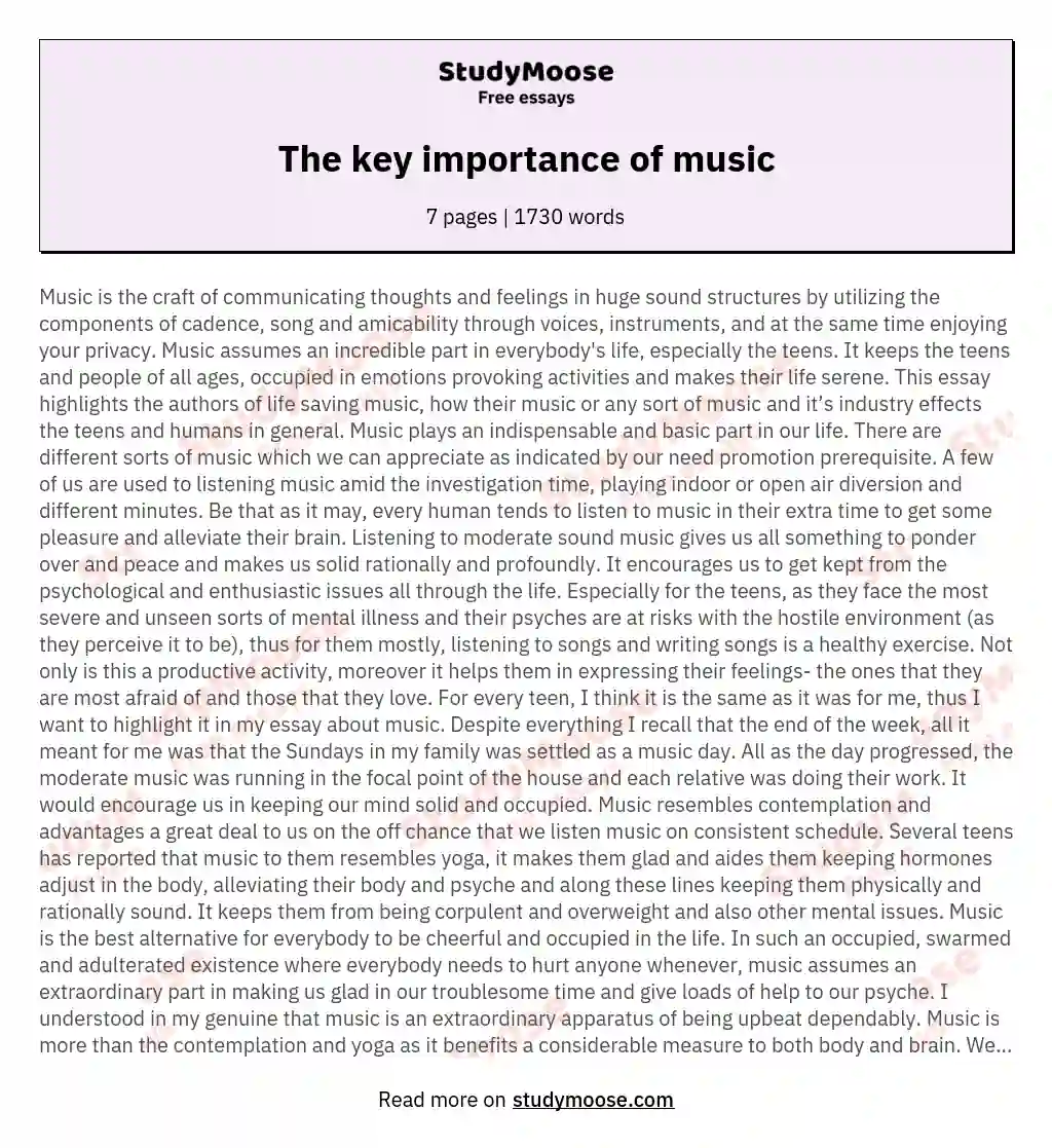 The key importance of music essay