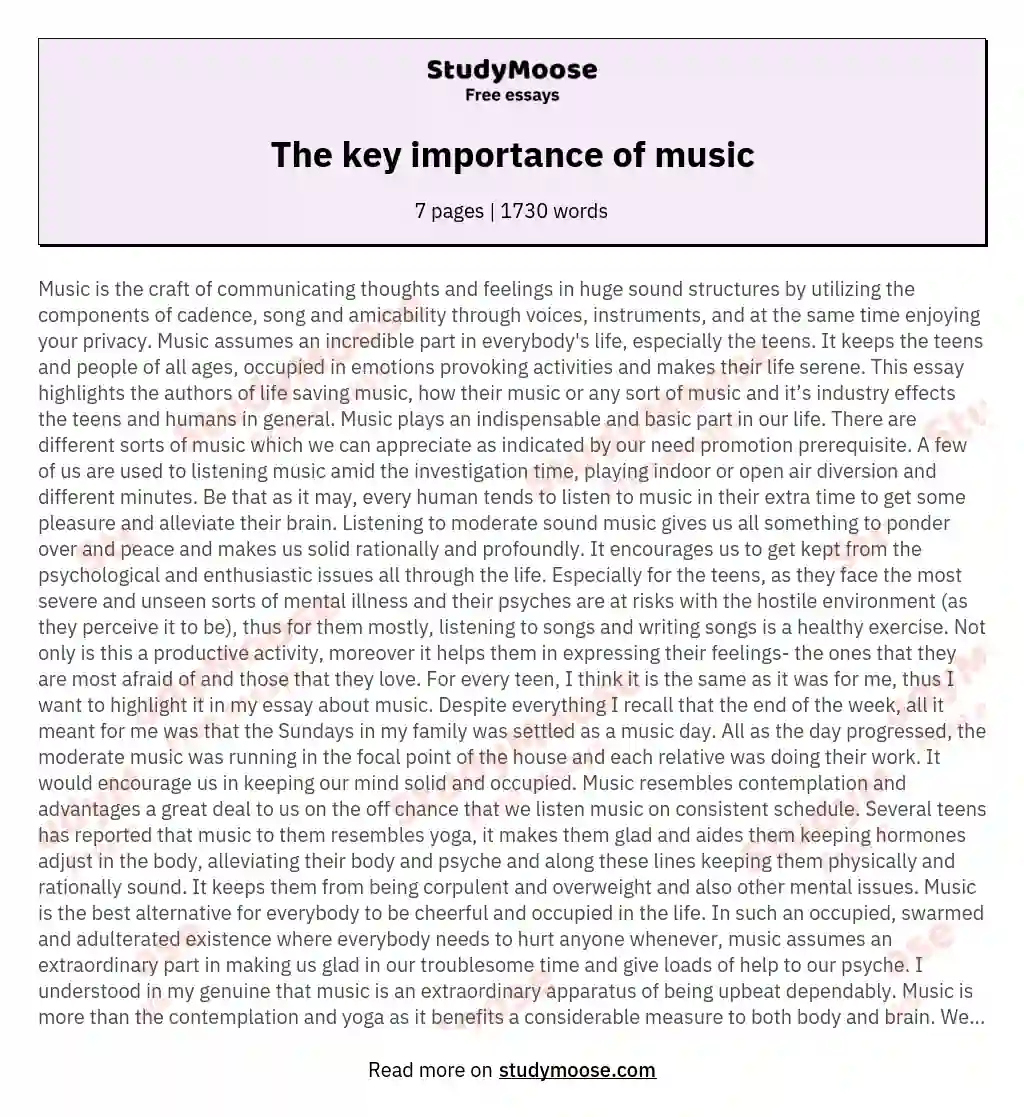 music in my life essay