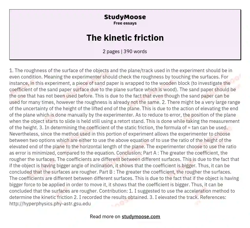 The kinetic friction