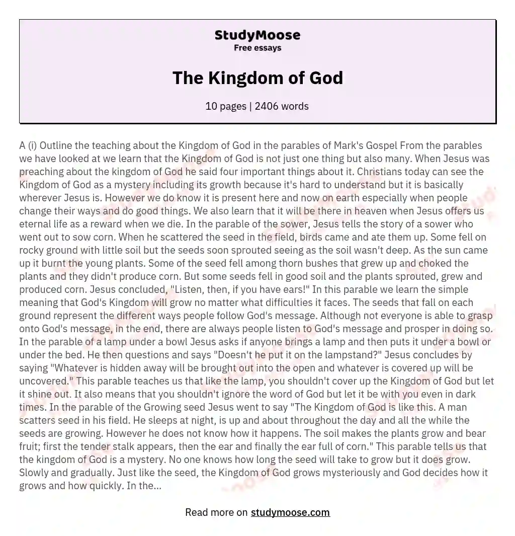 The Kingdom of God essay