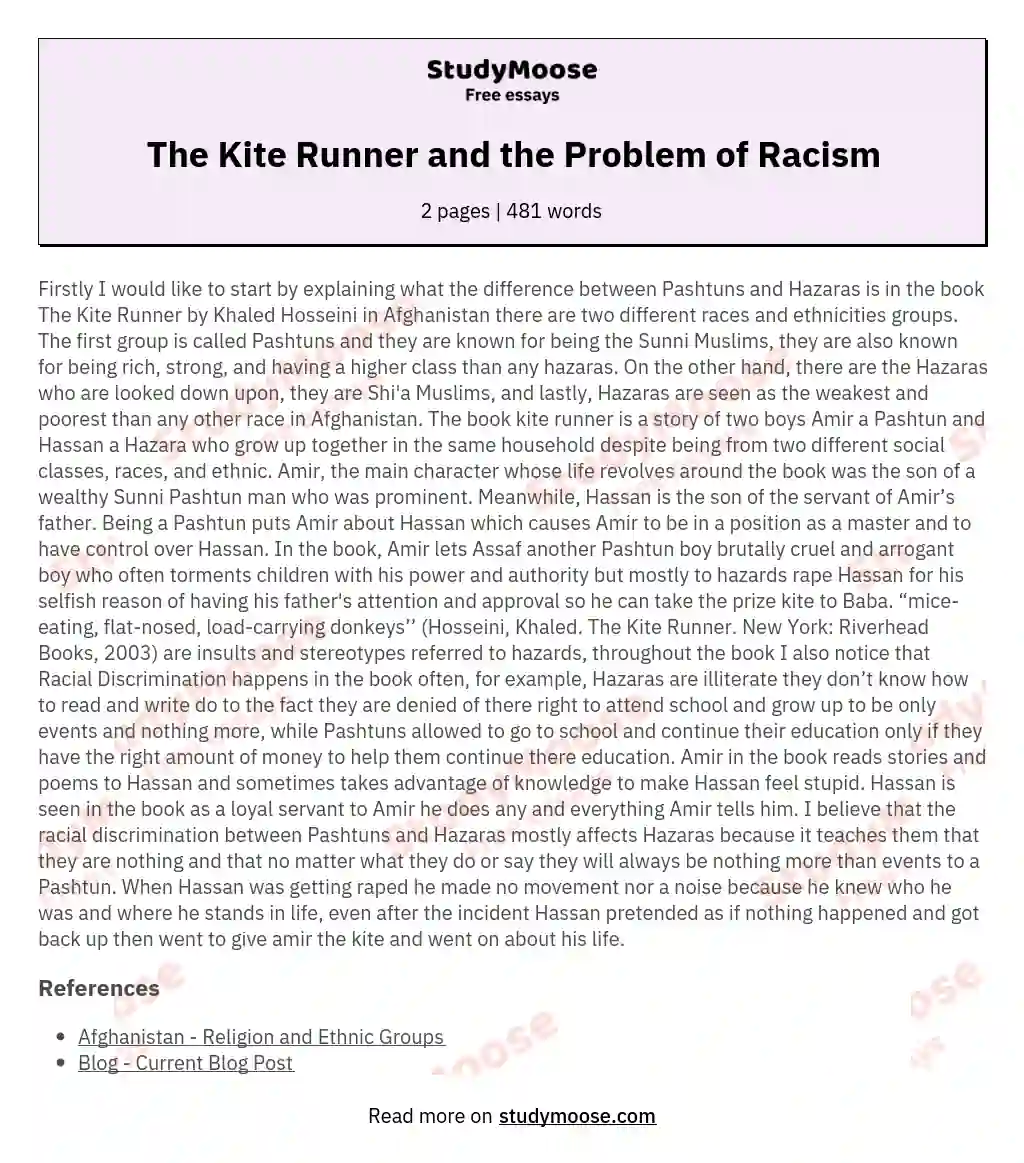 The Kite Runner and the Problem of Racism essay