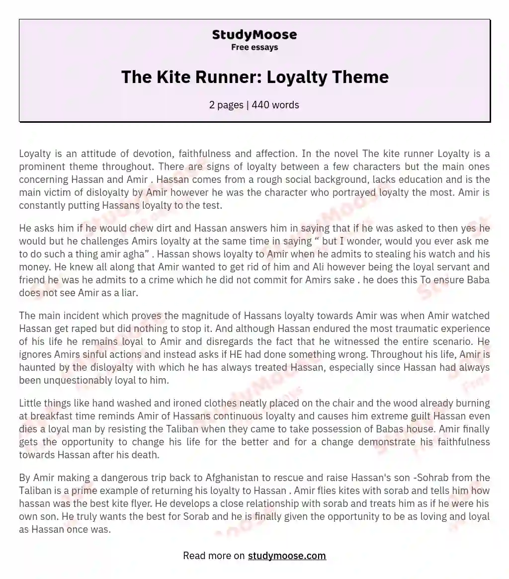 The Kite Runner: Loyalty Theme